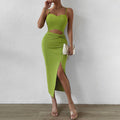European and american  women's clothing  new hollow-out slit waist-cinching bodycon knit cami sexy dress - in stock