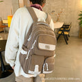 Backpack with multiple flap pocket pants design, junior high school student school bag, travel couple, large capacity, wear-resistant and dirt-resistant, campus style