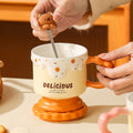 New arrival small fresh style ceramic cup girlcute water cup with lid for girlfriend sister couple gift coffee cup