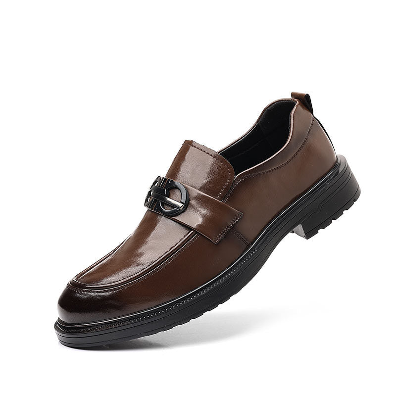 Genuine leather men's dress shoes - business, formal, casual slip-on loafers - trendy one-step-ons for weddings