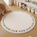 Cartoon faux cashmere round rug - perfect for bedroom bedside, study reading nook, cooling foot mat, living room sofa, or coffee table