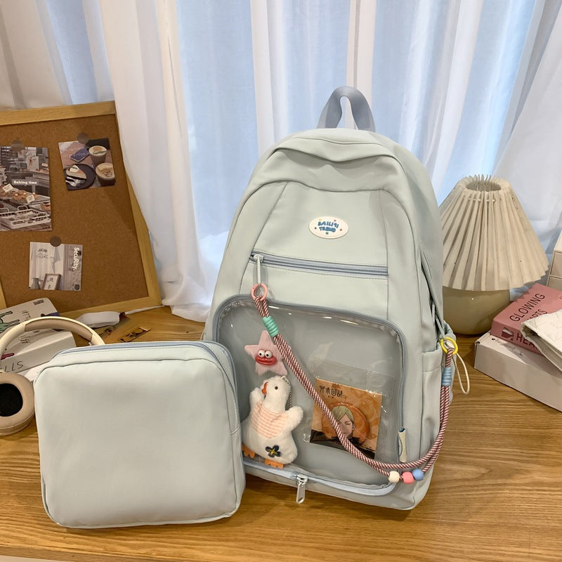 New arrivalstylish pain layer dual-purpose school bag large capacity pure color detachable pain bag primary school student middle school student backpack