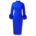 C8638 european and american cross-border half turtleneck elegant silm elegant ol long sleeve stereo flower foreign trade dress