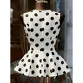 Women's summer new french chic vintage polka dot round neck sleeveless a-line tank top - perfect for going out and dating