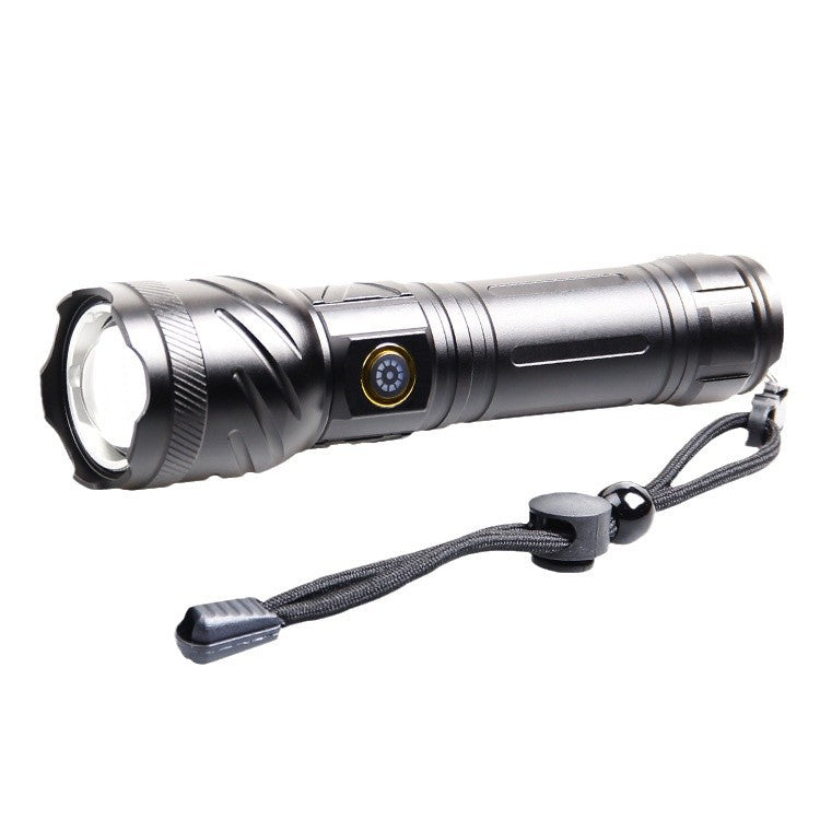 Cross-border new white laser USB charging long-range telescopic zoom LED strong light outdoor home super bright flashlight