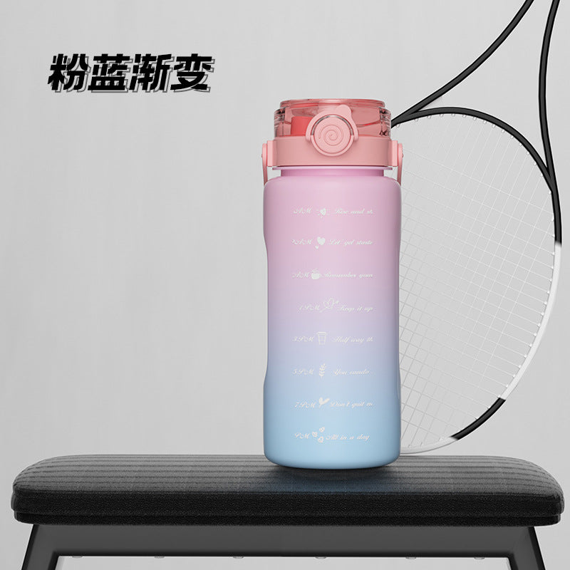 Double drinking large capacity water cup kettle sports 2000ml scale plastic straw cup high temperature resistant water bottle for men and women