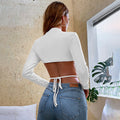 Ins european and american style  cross-border women's clothing independent station slim fit ultra-short turtleneck knitting t-shirt long-sleeved tops