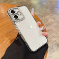 Suitable for apple 17 transparent mobile phone case 16 glitter lens film rhinestone frame iphone 15 soft case protective cover 11