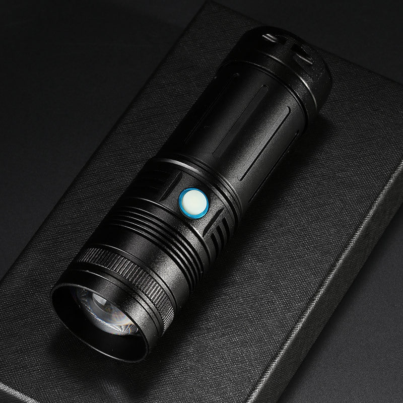 Cross-border new white laser flashlight Type-C charging outdoor zoom long-range small steel cannon strong light flashlight