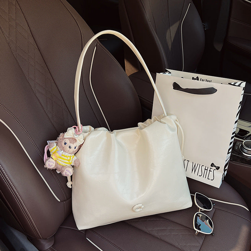 Cross-border textured bucket bag wholesale 2025 new trendy high-end niche women's bag versatile single shoulder messenger tote bag