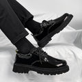 Glossy leather shoes for men, formal business british derby shoes, autum big toe casualtrendy shoes, new arrivalthick sole