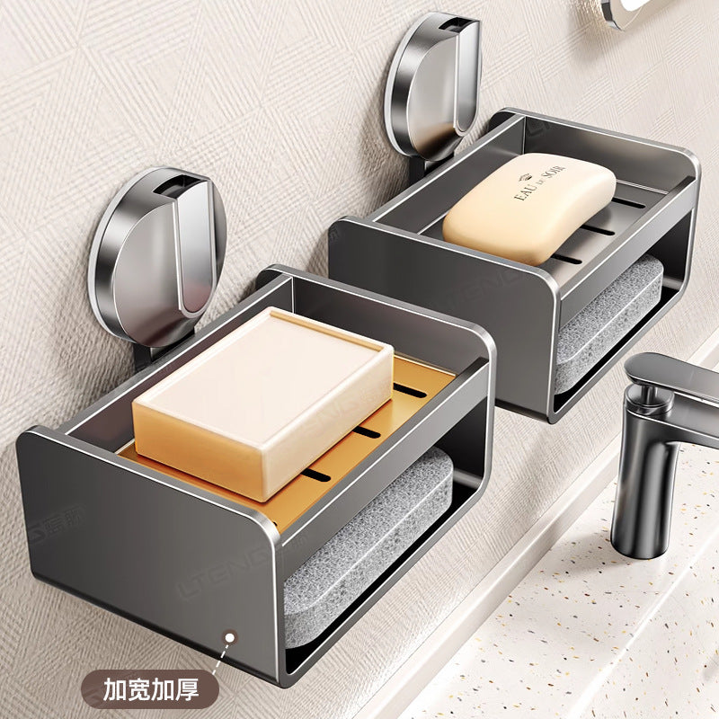 Household Suction Cup Soap Box Shelf Toilet Bathroom Sink Free Punching Wall Hanging Sponge Soap Drain Box