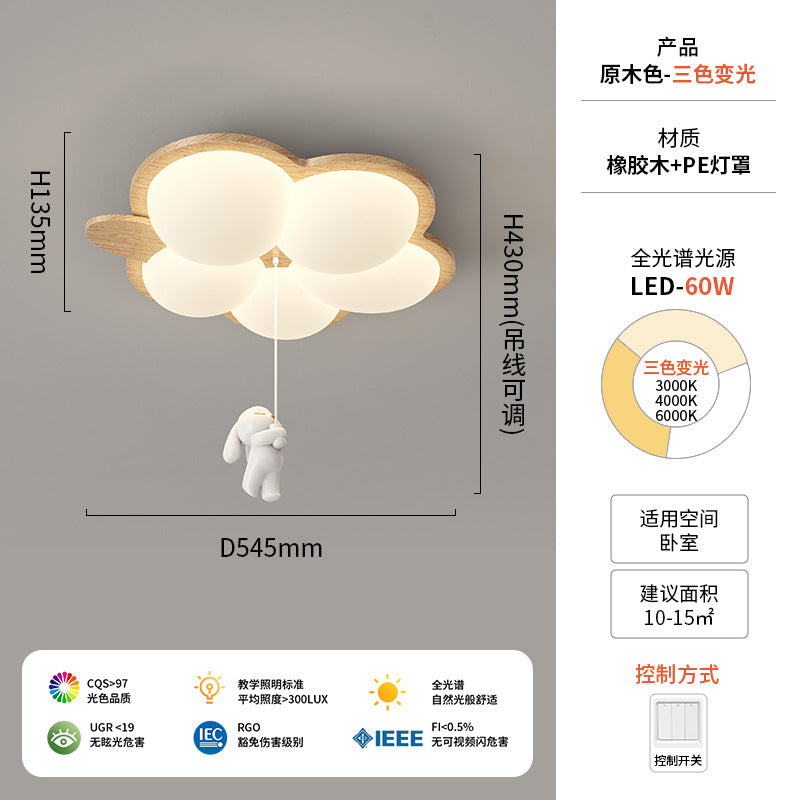 Walnut ceiling light cream antique children's room light creative modeling intelligent lighting warm bedroom light