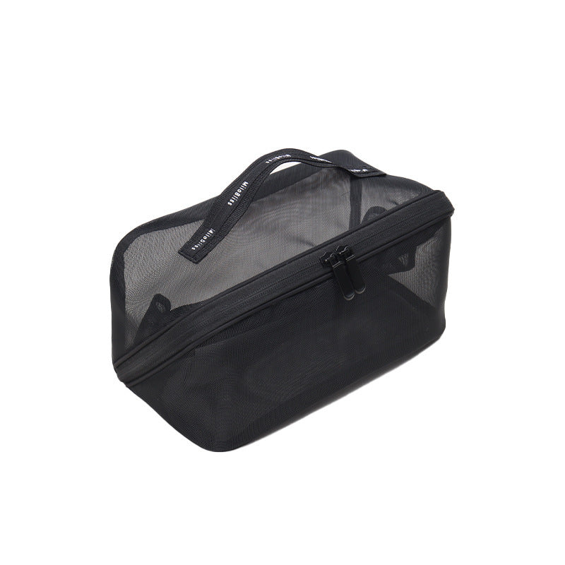 Popular black mesh multi-functional layered cosmetic bag large-capacity cosmetic storage bag portable wash bag bag bag