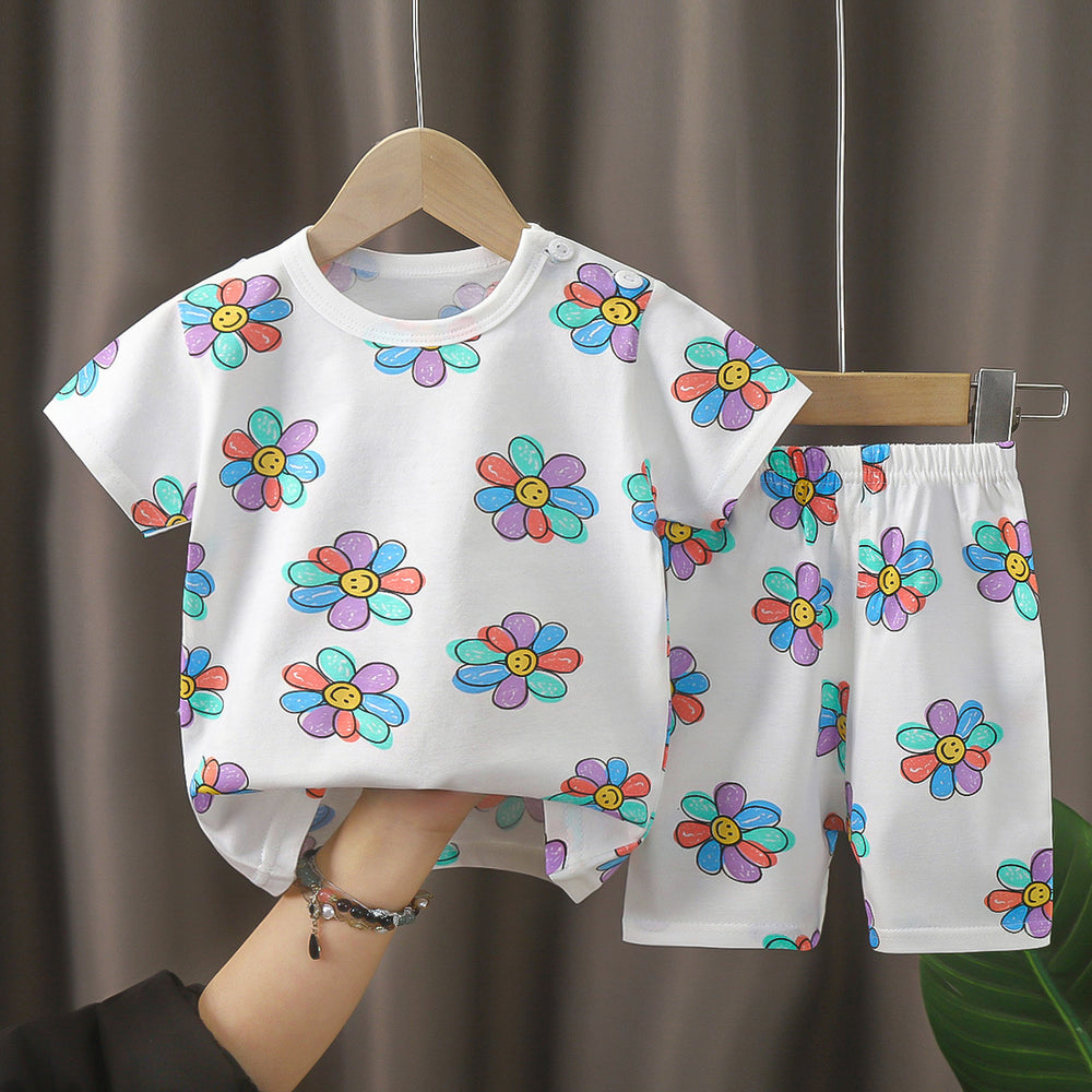Kids' short-sleeve and shorts set - toddler & children's summer pure cotton underwear - boys' & girls' crew neck t-shirt