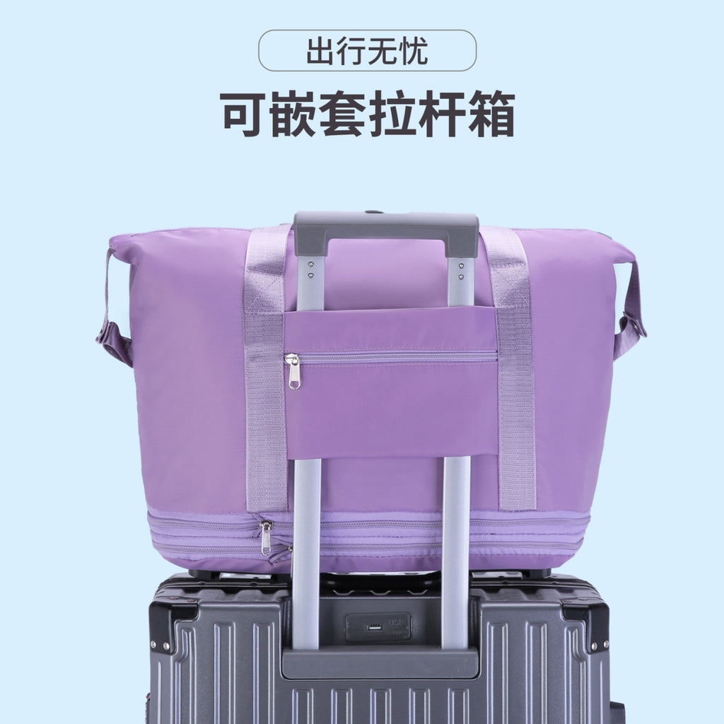 Newly upgraded silent universal wheel bag multi-function large capacity removable pulley travel dry and wet separation boarding bag