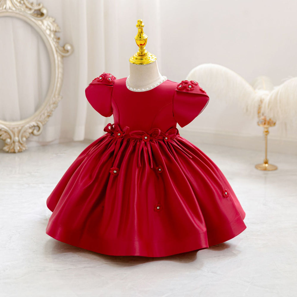 New arrival: children's satin beaded princess dress - perfect for baby girls' birthday parties and special occasions