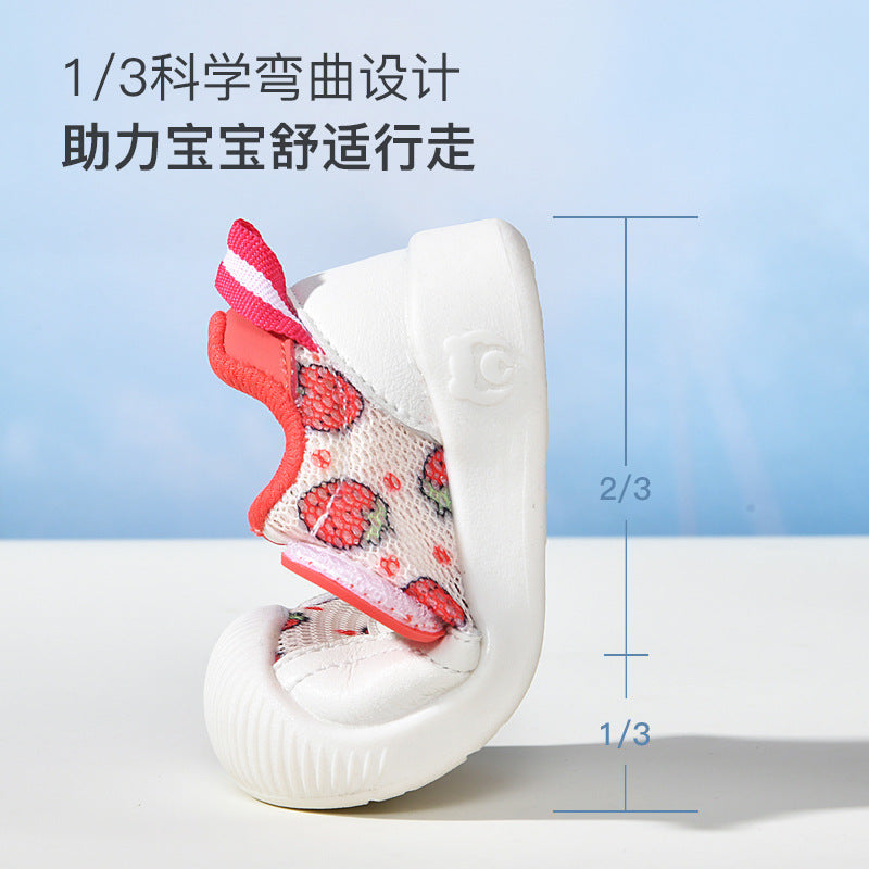 Baby sandals for girls, summer first walker shoes, 0-1-2 years old infant anti-slip soft sole mesh shoes for babies and toddlers, boys' shoes
