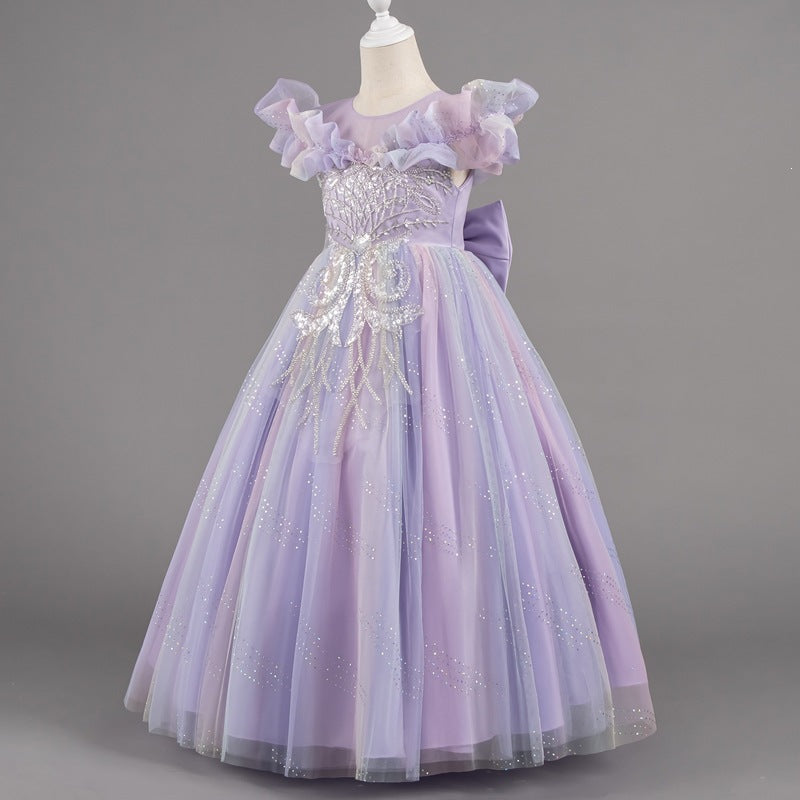 Kids piano performance clothes longdress summerexport children's clothing girl children's wholesale new arrival princess dress