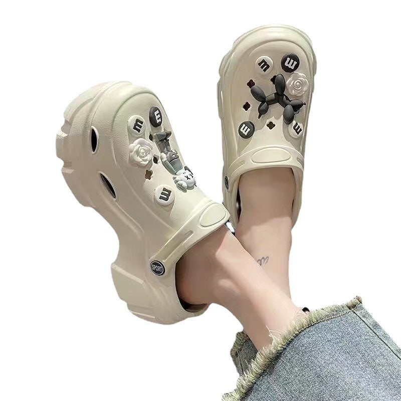 2025 women's clogs - summer outdoor wear, cloud-like comfort, height-boosting thick sole, non-slip, trendy, popular, cute beach sandals