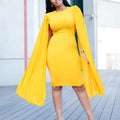 D468  independent station exportfashionelegantelegantollong sleeves pleated hip-covering elegance african dress
