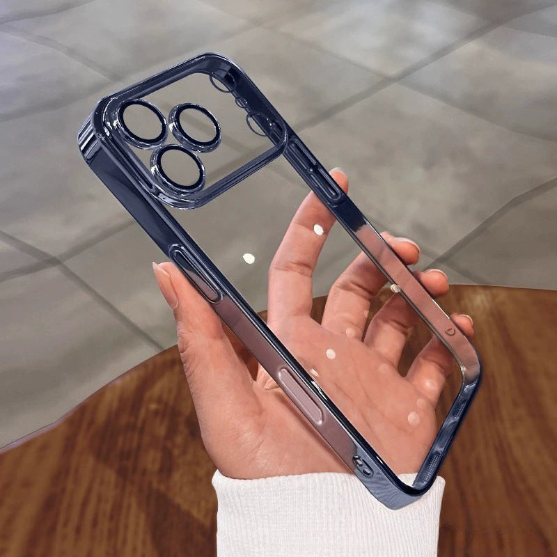 Electroplated lens film tpu soft shell suitable for iphone17promax mobile phone case transparent apple 16/15 anti-fall case