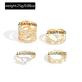 European and american cross-border minimalist chic heart-shaped diamond ring for women, unique design, interlocking stackable alloy ring set