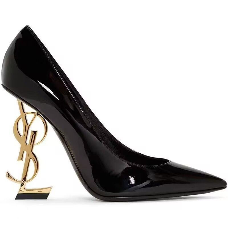 fashionpure color high heels for women new arrivalletter heel pointed toe sexy model plus size special-shaped heel high heels