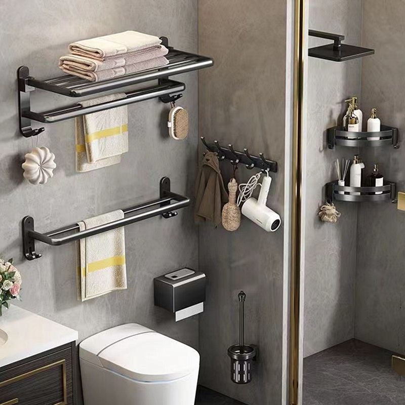 Towel rack punch-free space aluminum bathroom storage rack wall-mounted toilet foldablethickened bath towel rack suit