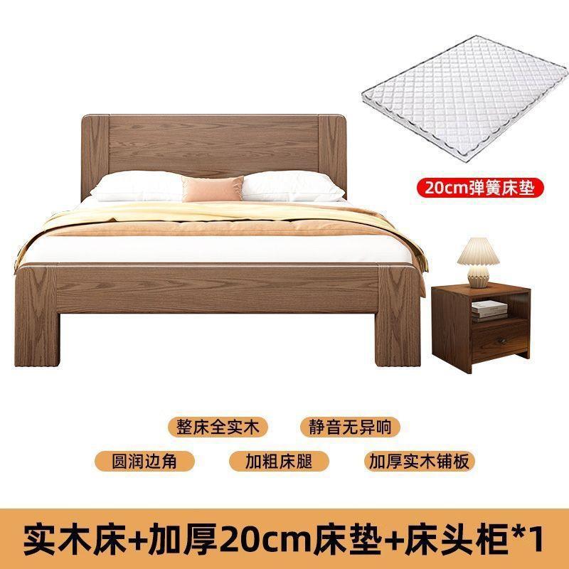 Double bed 1.8x 2m bed single bed 1.5mfor home solid wood bed 1.2m rental house bed log style low box