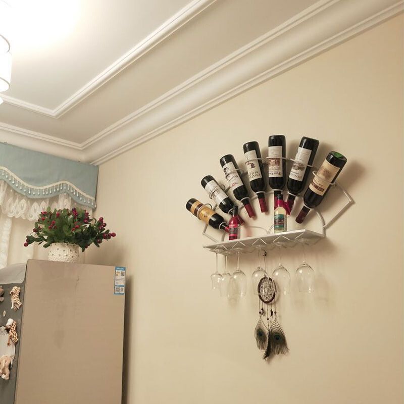 Iron wall-mounted wine rack ornaments wine bottle rack red wine rack storage rack wall-mounted hanging tall wine glass rack