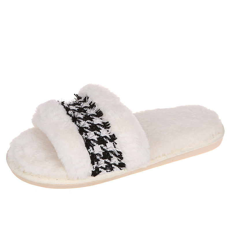 2024 new arrival slippers wholesale winter rabbit fur cotton slippers floor cotton home indoor heattech parent-child confinement slippers
