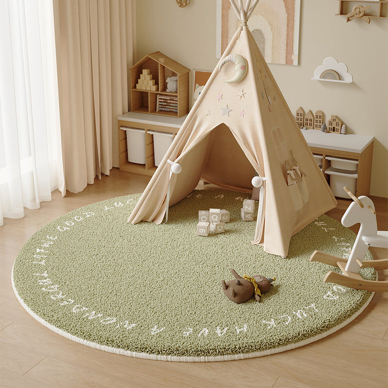 Cartoon faux cashmere round rug - perfect for bedroom bedside, study reading nook, cooling foot mat, living room sofa, or coffee table