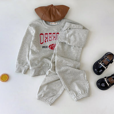 Girls' fall outfit: new letter embroidered sports sweatshirt and trendy sweatpants two-piece set for toddlers and young children - cross-border children's clothing