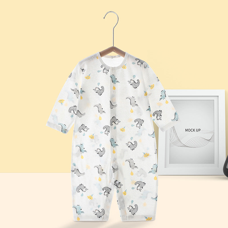 Newborn long-sleeve romper, baby pure cotton pajamas, air conditioning suit, infant lightweight breathable onesie, crawling suit, summer outfit