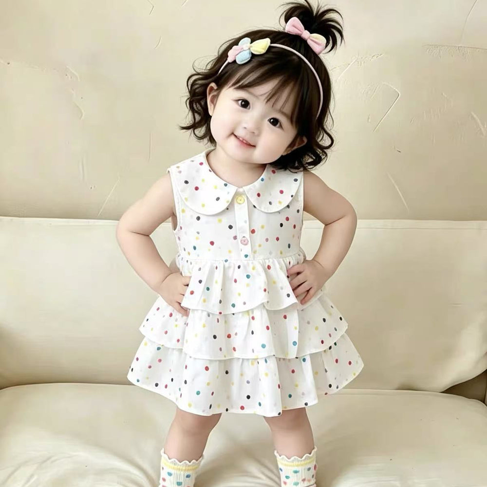 Girls' summer dress - lightweight baby clothes, cute baby girl's first birthday dress, cake skirt, polka dot romper dress
