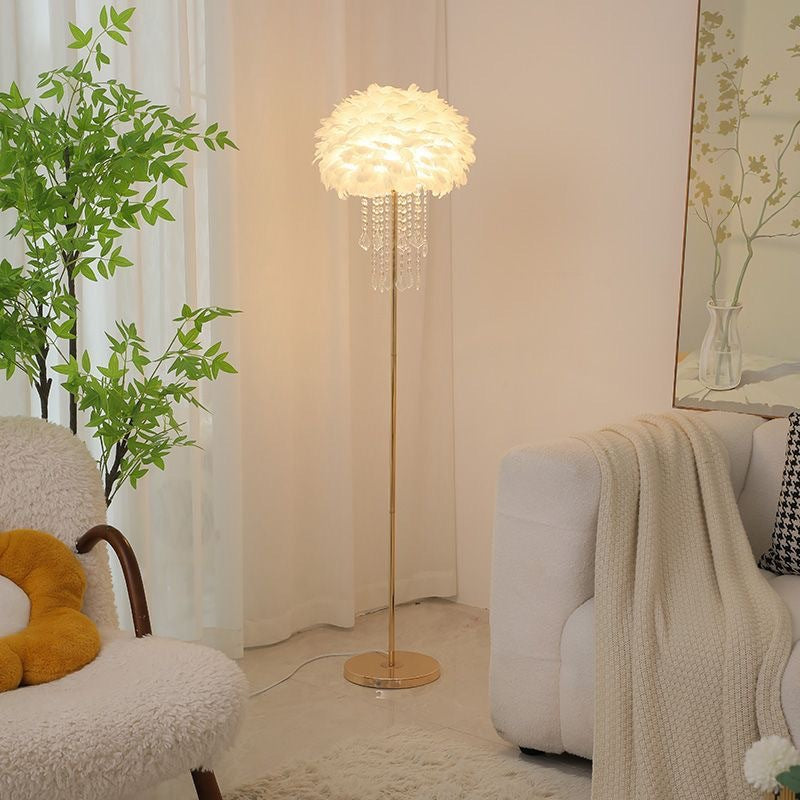 Floor lamp scandinavianaccessible luxurypopular feather lamp sofa living room lamp warm feeling storage vertical bedside atmosphere lamp