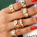 European and american cross-border colorful diamond-studded ring set for women - unique, irregular geometric star knuckle rings