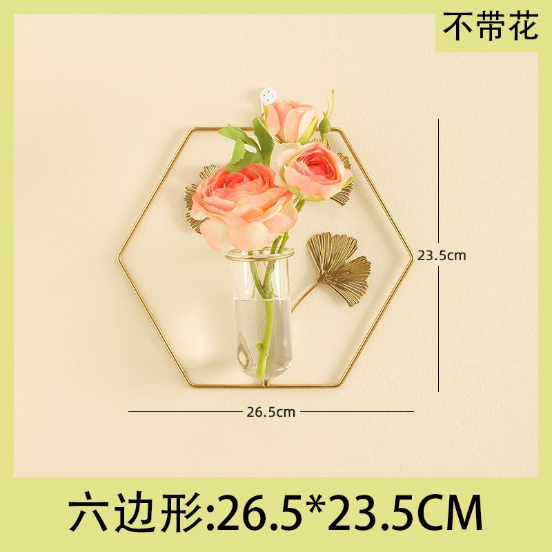 Vase green plant hydroponic flower stand wall hanging no punch florals flower arrangement container scandinavian iron art decoration creative wall hanging