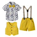 Export children's clothing boys suitnew arrival floral shirt vest overalls kids gentleman dress children's day costume