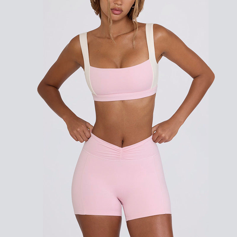 butt lift, tummy control, slimming look chest pad, running fitness shorts, halter sports intimates bra, yoga wear suit for women
