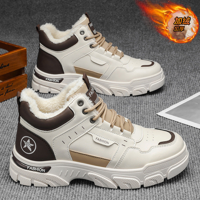 Boots men's 2025new arrivalwinterworkwear shoes men's shoes fleece-linedthickened cotton boots snow boots men's cotton shoes