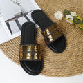 Women's flat sandals and slippers - new fashionable sequin round toe flat sandals with rhinestone embellishments for women