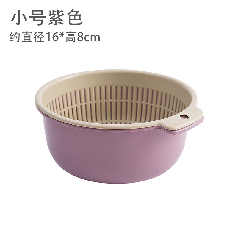 Double-layer sink drain basket six-piece set kitchen living room for home fruit washing plate casual plastic rice washing basket