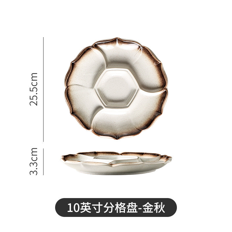 Japanese tableware sushi marinade platter plate four grids plate ceramic divided vegetable plate fruit plate dried fruit snack plate