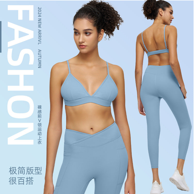Export fitness nude yoga clothes high elastic bubble wrap sports intimateshigh waist hip lifting silm pants yoga clothes bra
