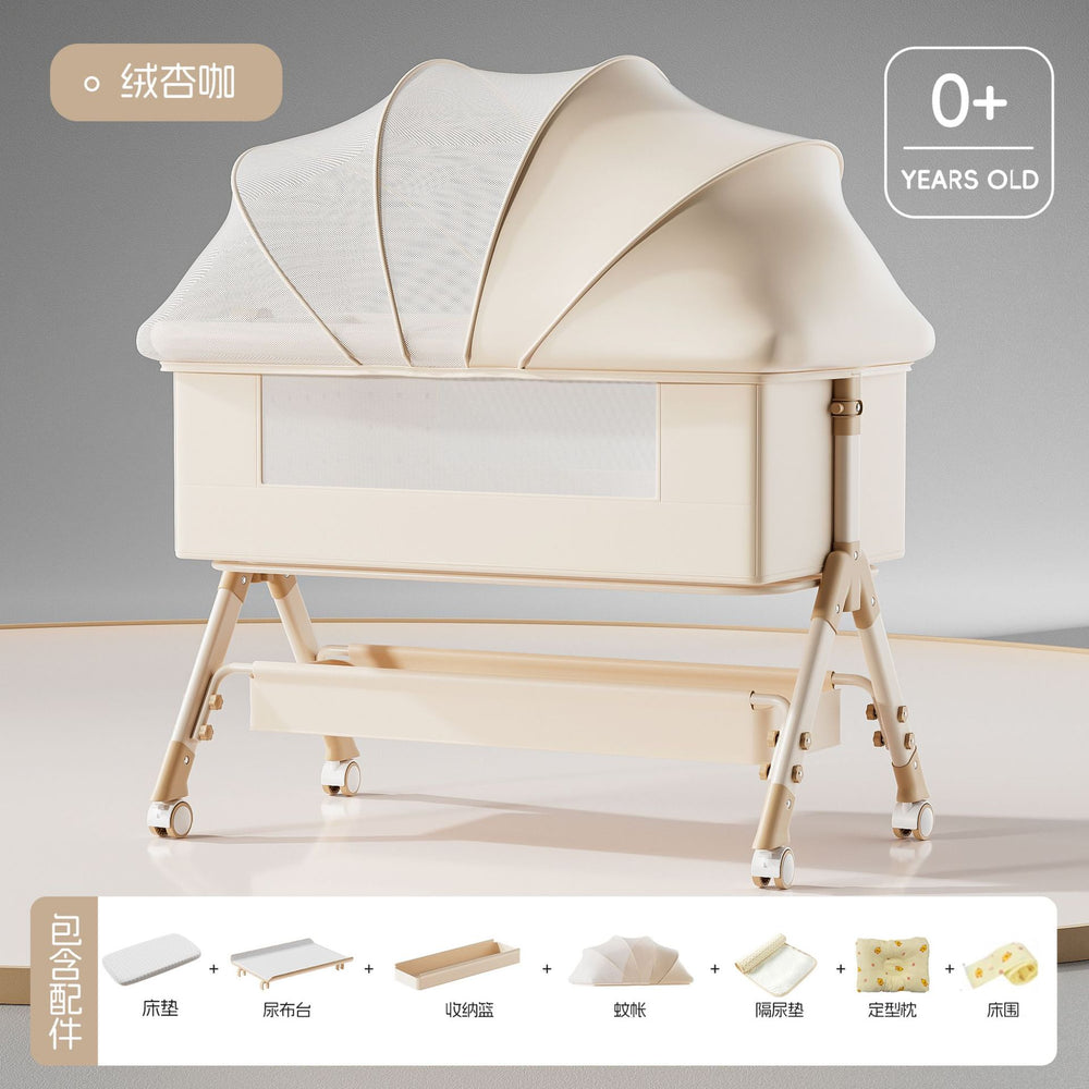 Baby crib - portable, foldable, multi-functional bassinet - convertible to full-sized bed for newborns