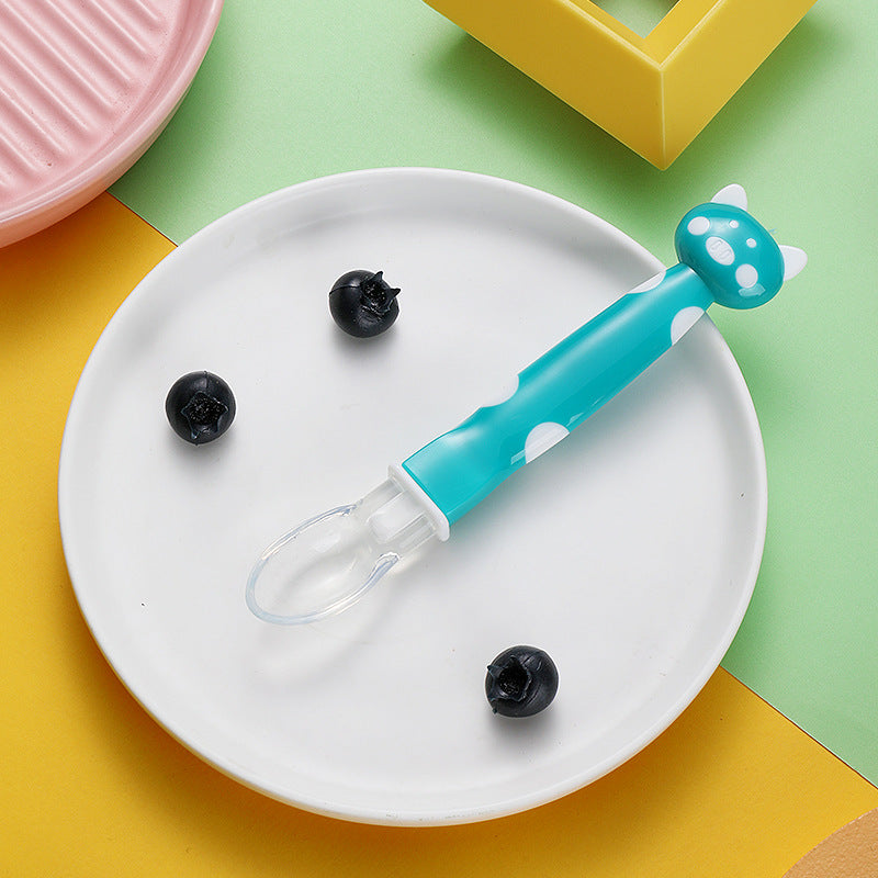 Baby silicone spoon baby complementary food feeding spoon soft head complementary food spoon baby eating training spoon feeding complementary food spoon