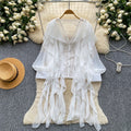 Frenchromantic style comfortable breathable rufflesshirt women's long sleevesloosecardiganslimming lookeasiest for matchwork clothingtops