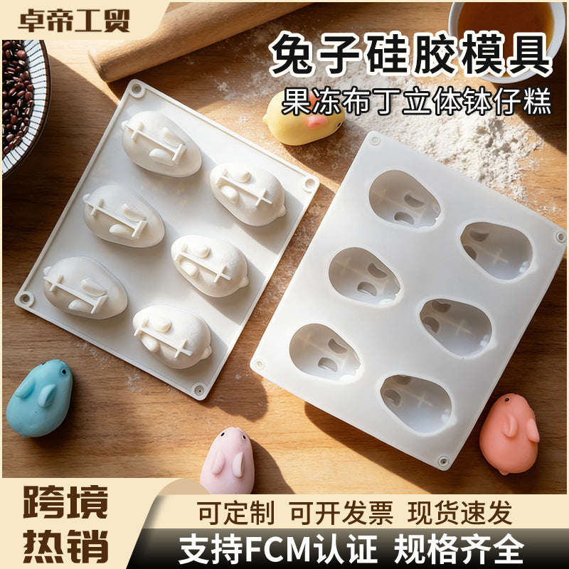 Silicone 6-cavity bunny mousse mold - diy halloween chocolate baking cake mold
